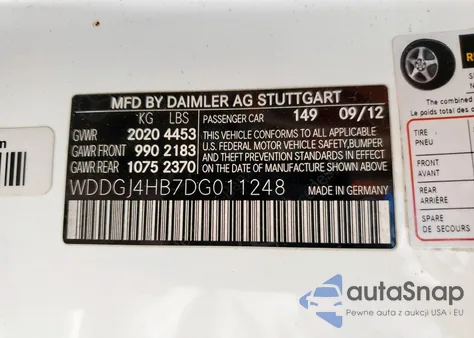 2013 Mercedes-Benz C 250 from USA, damaged, VIN WDDGJ4HB7DG011248